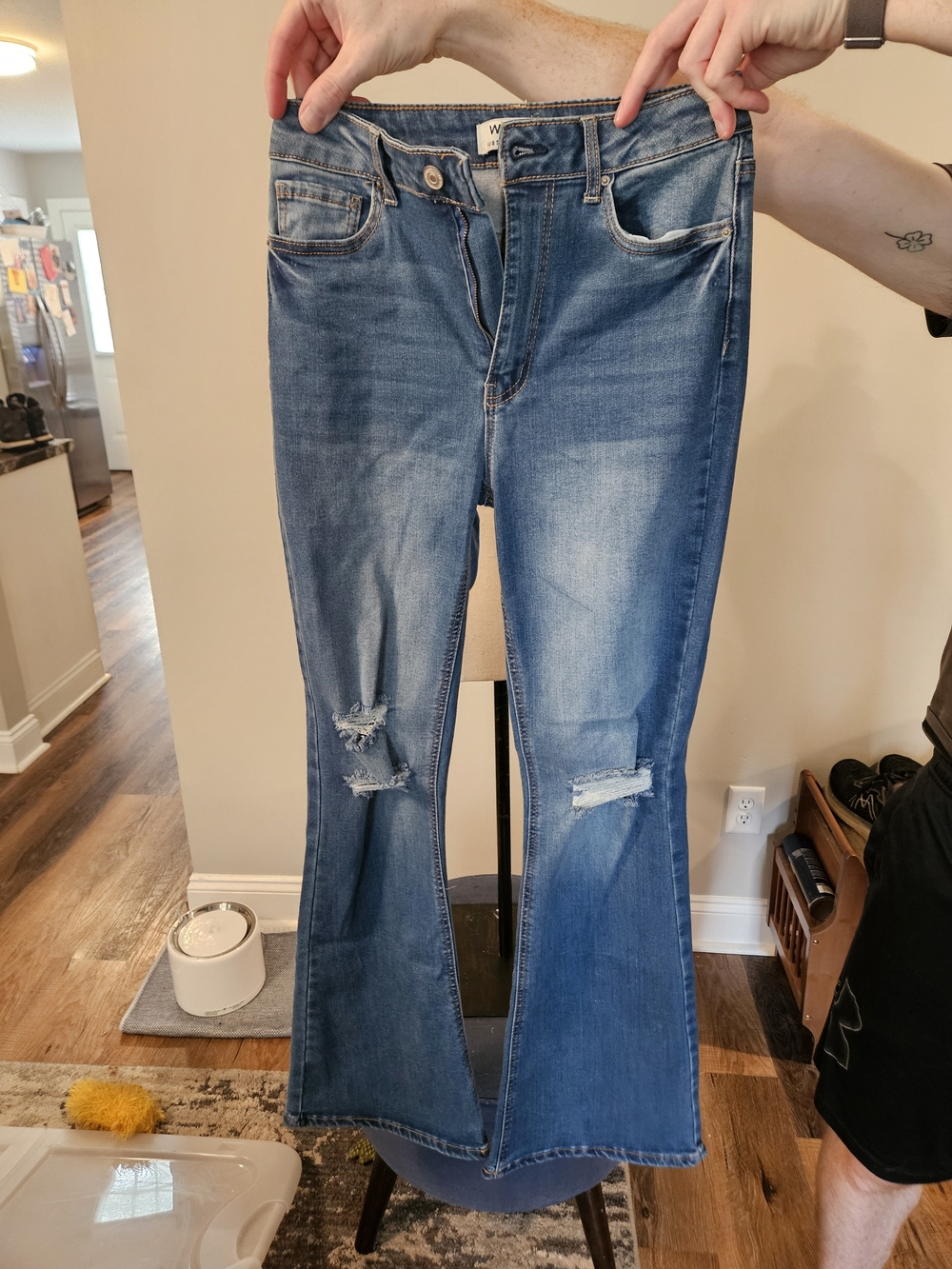 Women’s Blue Distressed Bell Bottom UltraFlare Jeans - Vintage Wash
